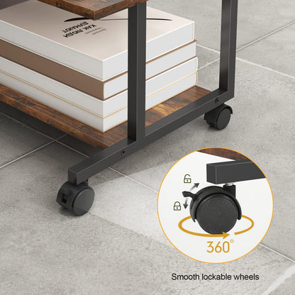 Livofloral Under Desk Printer Stand with Storage Shelf, 2-Tier Industrial Mobile Printer Table for Home and Office