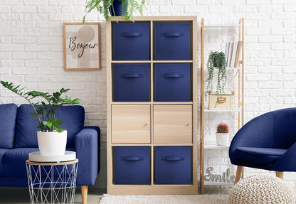 Sorbus Foldable Storage Cube Basket Bin (6 Pack, Navy Blue)