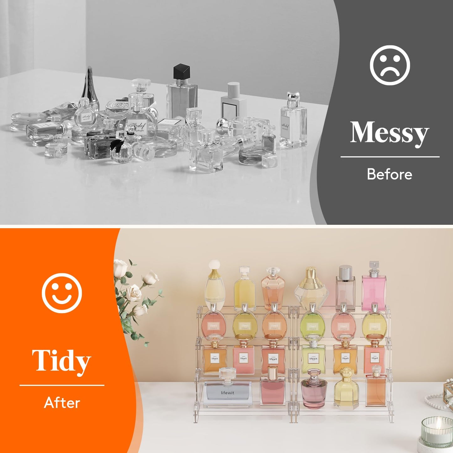 Lifewit Perfume Stand Organiser, 4 Tier Clear Plastic Fragrance Storage for Vanity, Makeup Cosmetics Skincare Aftershave Holder Desktop