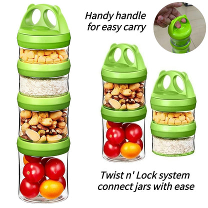 SELEWARE Food Storage Canisters Airtight Handy Portion Size Jars and Containers BPA Free Stackble Snack Pots Nut Box Leak Proof Twist Lock Formula