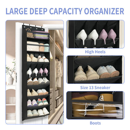 FENTEC Over Door Shoe Storage Organiser, 8 Tier Hanging Shoe Rack Storage