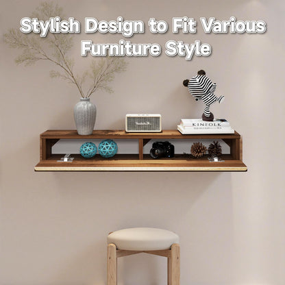 Pmnianhua Floating Solid Wood Console Table, Wall Mounted Narrow Entryway Table with Storage Shelf
