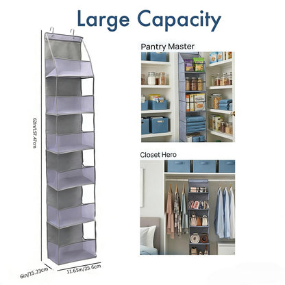 TYEQWT Over Door Hanging Organiser Grey, 6 Mesh Pockets for Bathroom