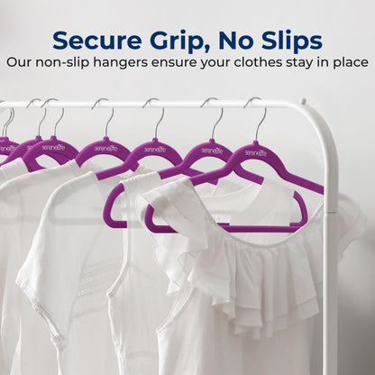 SereneLife Velvet Hangers, Purple, 30-Pack - Non-Slip Adult Coat Hangers