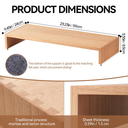 KIRIGEN Wooden Monitor Stand, 59 cm Desk Riser, Natural