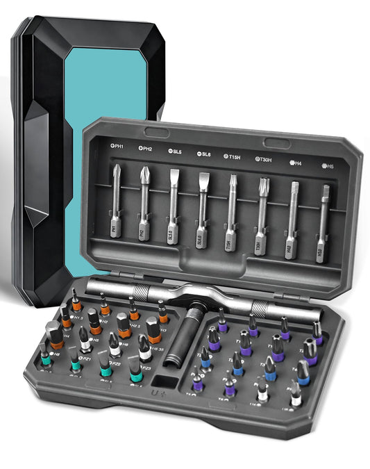42 in 1 Magnetic Screwdriver Set, Ratchet Screwdriver Set, DIY Combination Flexible Shaft, Detachable T Ratchet Handle, Magnetic S2 Steel Bits, for