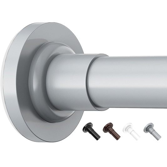 Yeabett Curtain Poles, 48-226cm Extendable Net Curtain Rod, Telescopic Curtain Pole for Bathroom or Windows, No Drilling, No Slip, No Rust, Grey