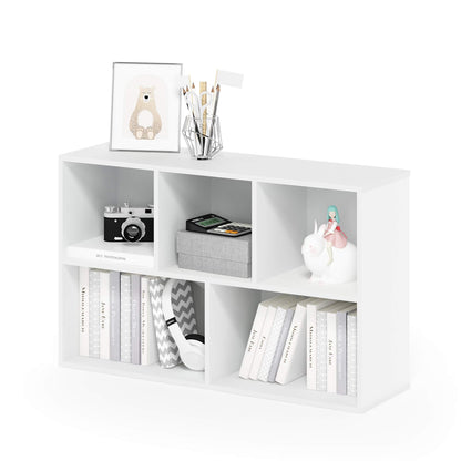 Furinno LUDER Book Shelf, 5-Cube Bookshelf, Reversible Bookcase, 23.9 x 49.5 x 80 cm, for Living Room, Bedroom, Home Office, Plain White