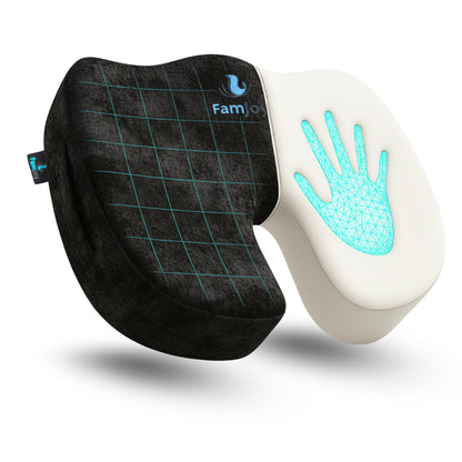 Famjoy Memory Foam Seat Cushion – Ergonomic U-Shaped Support for Back, Hip & Tailbone Pain Relief – Washable Non-Slip Cover – Black