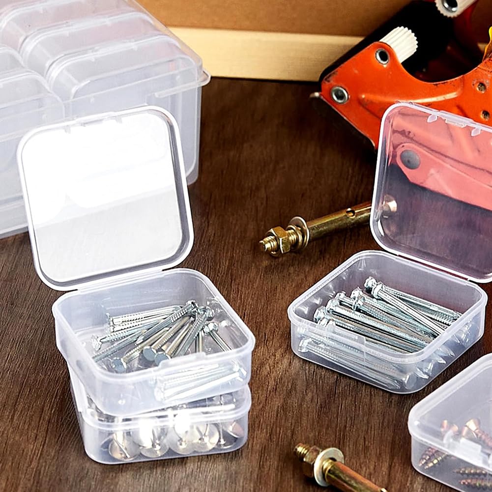 Hahhhha Small Clear Plastic Craft Storage Box with Lids, bead storage boxes with compartments,craft organiser storage box,Compartments Clear Plastic