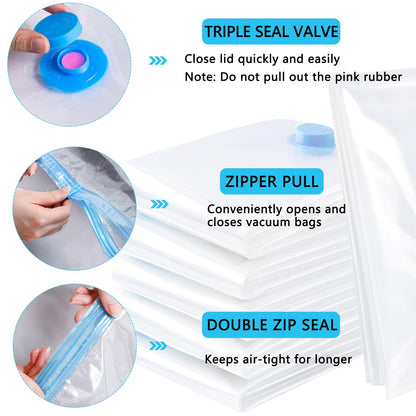 Vacuum Storage Bags - 6 Pack 60X80CM Extra Large Reusable Strong Space Saver Compression Bags