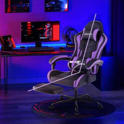 Gaming Chair with Footrest, Ergonomic Gaming Chair, Computer Chair with Lumbar Support, Head Rest