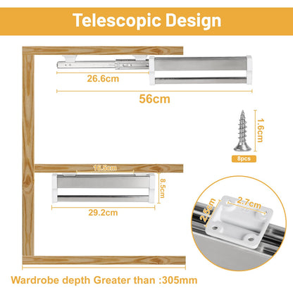 DBREAKS Extendable Clothes Rail for 300 mm Depth