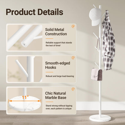 ELYKEN Metal Coat Stand for Small Space, Heavy Duty Coat Rack Free Standing