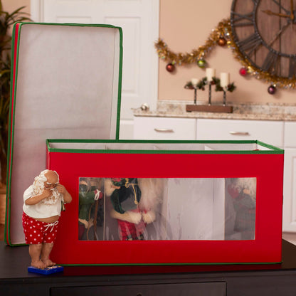 Household Essentials Holiday Vision Storage Box Chest, Fabric, Red & Green, 8-Piece Figurine