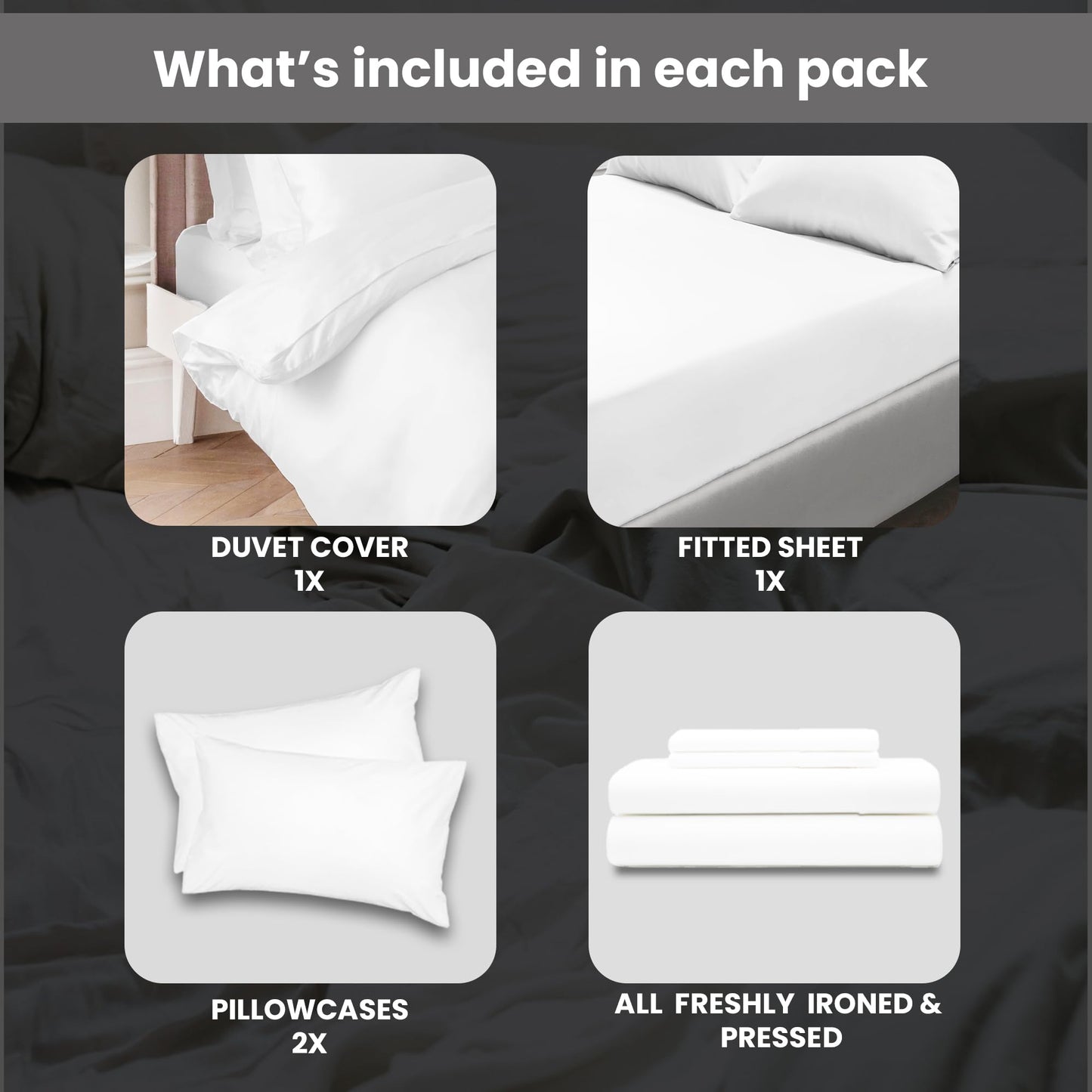 Euphoric Gifts WHITE 100% Pure Cotton (Egyptian Cotton) SUPER KING SIZE Duvet Cover Bed Set - includes duvet cover, fitted sheet & pillowcases