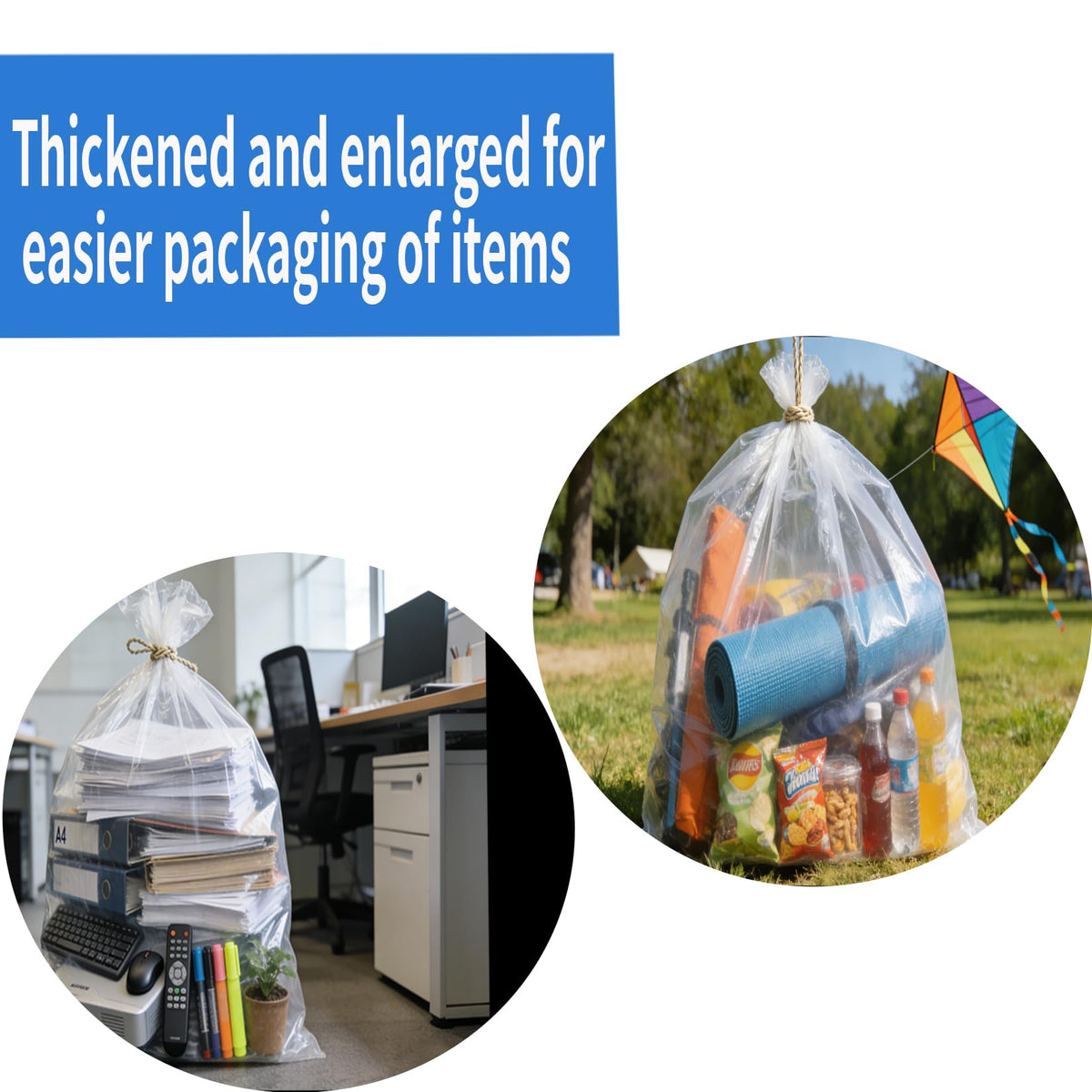 6 Pcs Extra Large Clear Plastic Storage Bags Set, 100 x 152 cm Reusable Flat Giant Extra Large Plastic Bags for Storage Suitcase Luggage Furniture