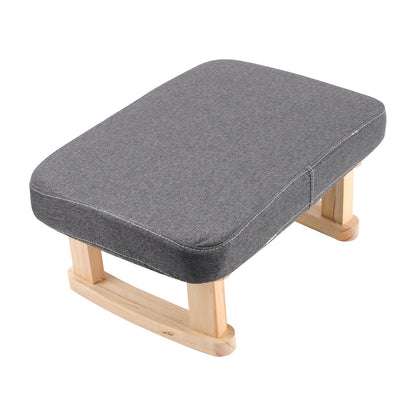 SINJEUN Small Footstool, Ottoman Foot Stool with Wooden Legs and Removable ‌Cotton-Flax Cover, Low Footstool for Living Room, Bedroom, Couch Side