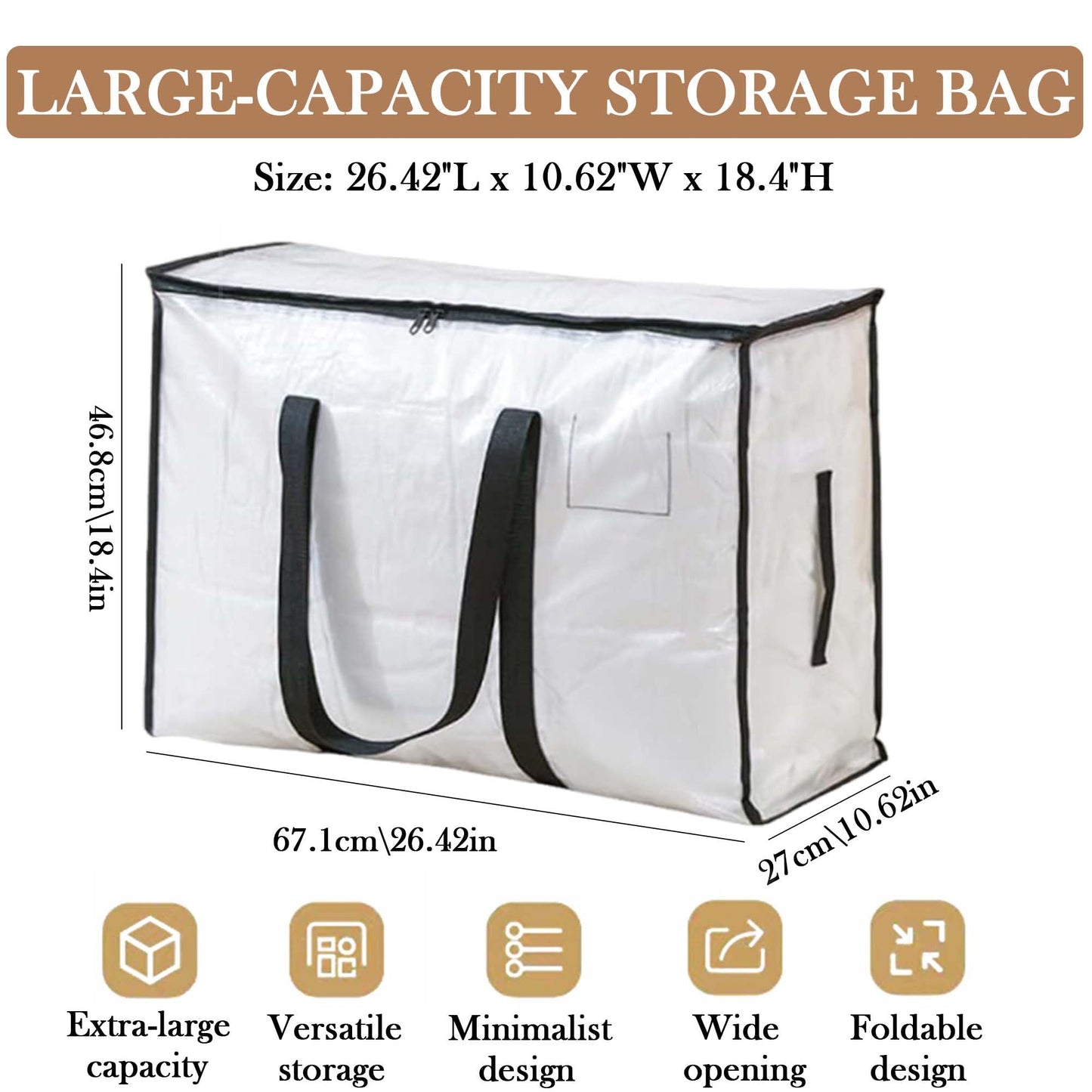 DDUP 95L Heavy Duty Storage Bags with Lids | Waterproof Moving Totes & Clear Window | Space-Saving Containers for Home, Moving, Travel (6 Pack)