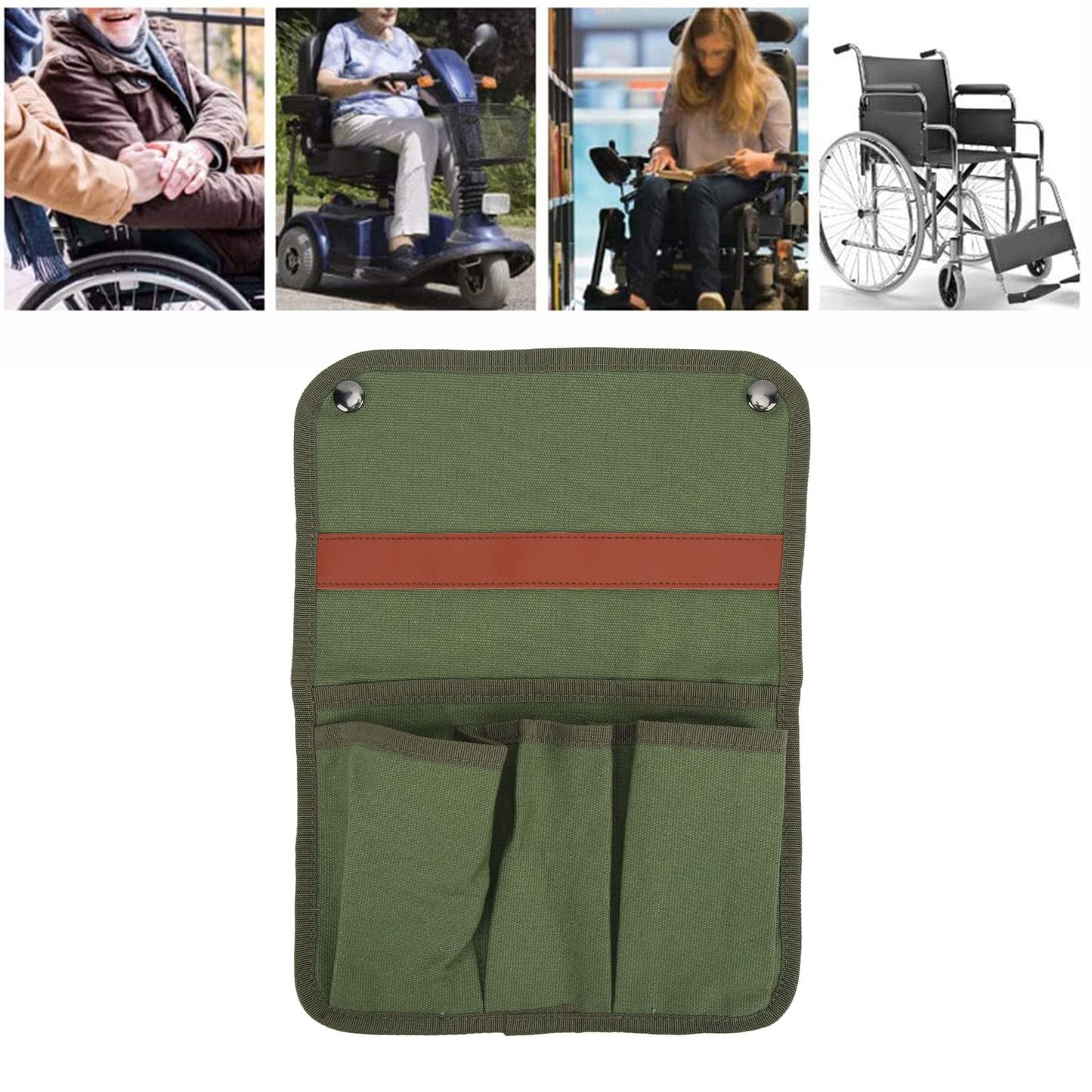 Alomejor Camping Chair Armrest Storage Bag with 3 Pouch Side Pocket for Outdoor Hiking (Military Green)