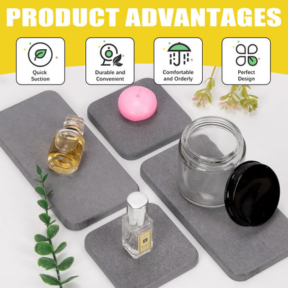 Mardatt 4-in-1 Diatomite Soap Dish Set, Water Absorbent Diatomite Tray, Diatomaceous Earth Coasters Soap Holder