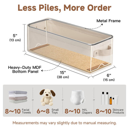 StorageWorks Narrow Storage Boxes, Small Baskets for Organising Toy, Long Storage Baskets with Handles, Rectangle Fabric Storage Boxes