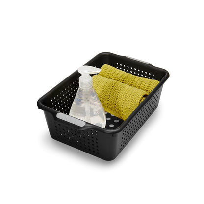 madesmart Classic Small Storage Basket - Granite | CLASSIC COLLECTION | Soft-grip Dots and Non-slip Feet | BPA-Free,Brown