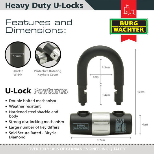 Burg-W?chter 100D Sold Secure Gold Pack, Black, Trio Keyed Alike U Locks