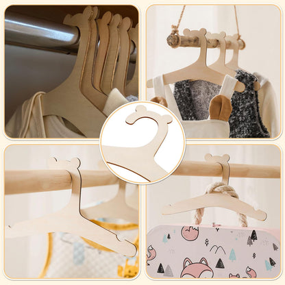 10 Pcs Baby Hangers, Wooden Baby Coat Hangers with Cute Bear Ears, Cute Toddler Infant Children Kids Clothes Hanger