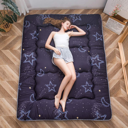 MAXYOYO Japanese Floor Futon Mattress, Thicken Tatami Mat Sleeping Pad Foldable Roll Up Mattress Dormitory Pad Floor Lounger Pillow Bed