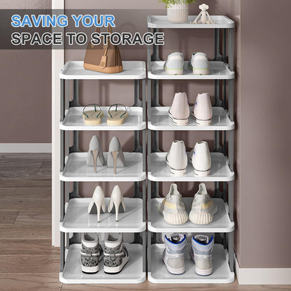 sourcing map 4-Tier Shoe Rack, Stackable Shoe Storage Organizer Adjustable Vertical Shoe Stand Rack Portable Folding Shoe Holder Shelf for Entryway