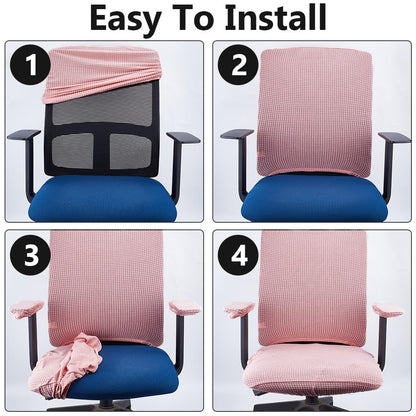 DELORIGIN 4 Pcs Office Chair Cover Set Stretchable Velvet Desk Chair Covers Protective Computer Seat Cover with Back and Armrest Covers for Office