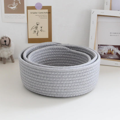 Lxoraziy Shelf Storage Baskets, Pack of 3 Cotton Rope Woven Bathroom Storage Basket, Stackable Set For Living Room, Bedroom, Office, Bathroom(grey)