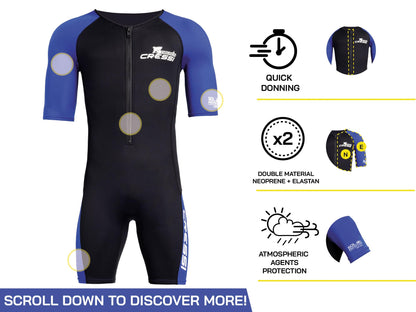Cressi Mens Tiburon Man Monopiece 2 Mm Shorty Wetsuit, Black / Blue, S EU