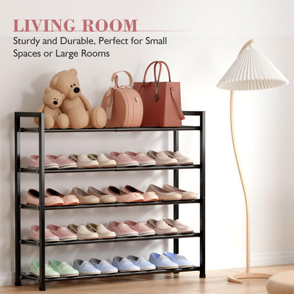 Bumusty 5 Tier Expandable Shoe Rack, Black