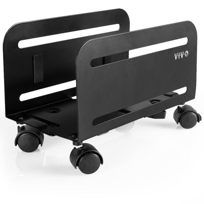 VIVO Computer Tower Desktop ATX-Case, CPU Steel Rolling Stand, 4.7 to 8.2 inch Wide Adjustable Mobile Cart Holder with Locking Caster Wheels