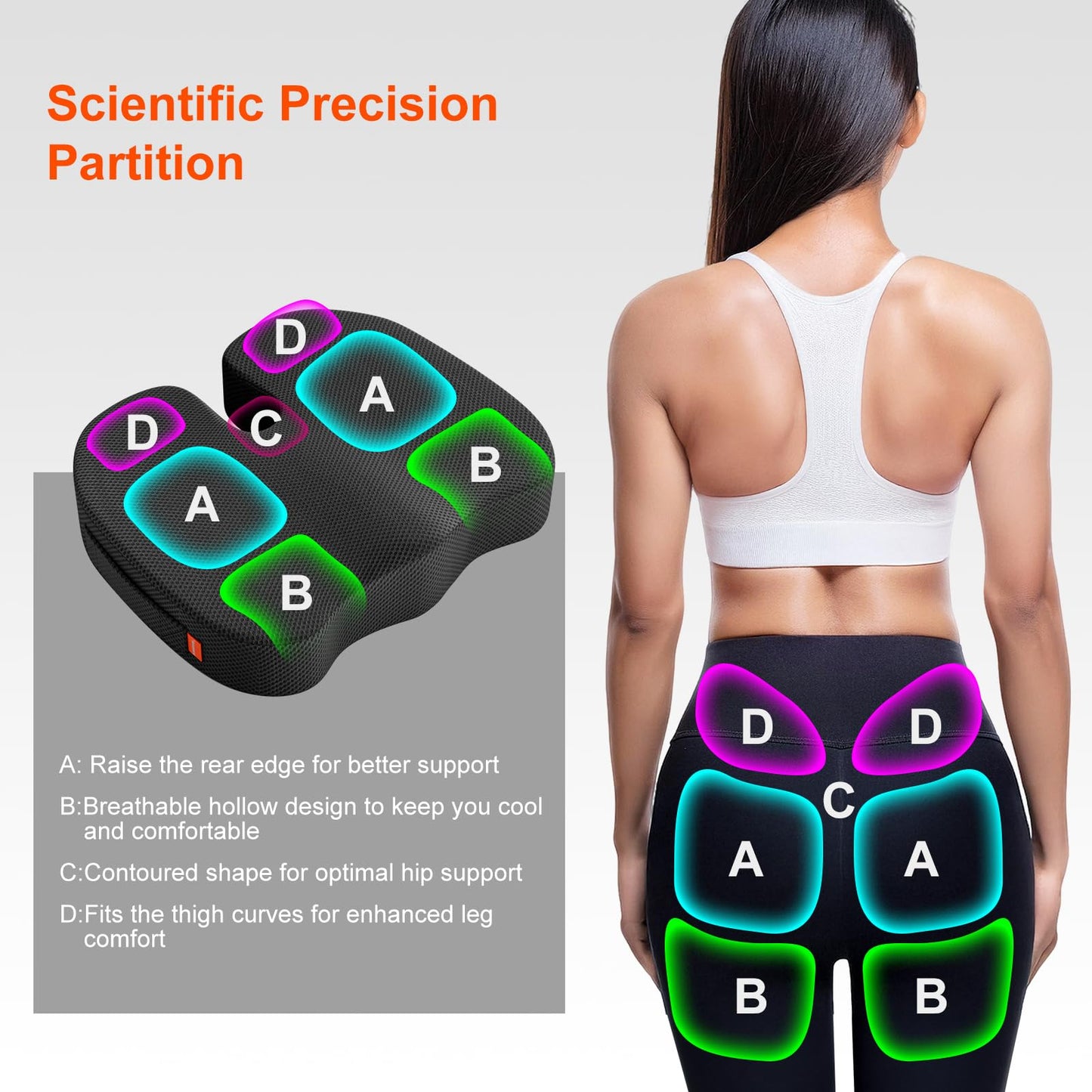 inaepeak Seat Cushion for Office Chair, Memory Foam Seat Cushion for Coccyx Tailbone Pain Relief, Seat Cushions for Office Desk/Car/Wheelchair/Chair