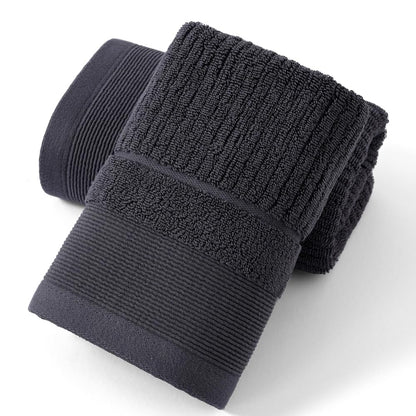 sense gnosis Super Soft Grey Thick Hand Towel Ribbed Striped Pattern 100% Cotton Absorbent Decorative Towel for Bathroom Home 13 x 29 Inch, 2 Pack