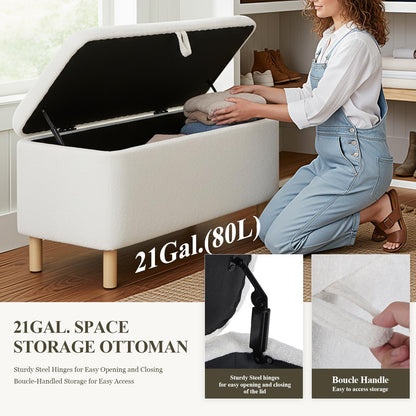 COLAMY Large Ottoman Storage Box for 80L, Wooden Ottoman Storage Bench with Anti-Slip Pads and Lift-Up Lid, Foot Stool for Living Room, Bedroom