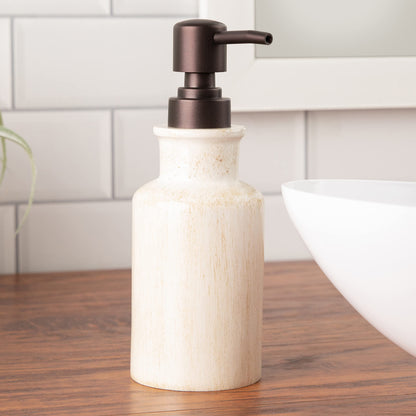 Creative Scents Rustic Luxe Bathroom Soap Dispenser - Beige Hand Soap Dispenser for Bathroom with Strong Easy Dispensing Pump