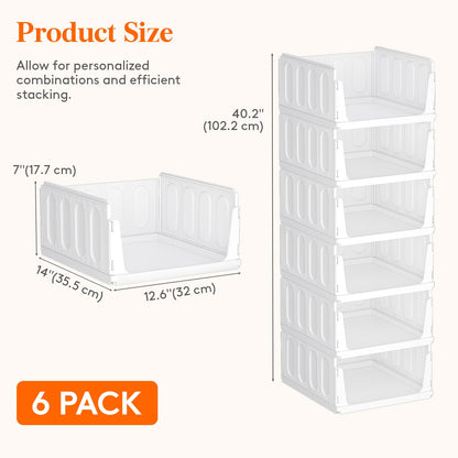 Lifewit 6 Pack Stackable Wardrobe Storage Organiser Hat Boxes 35.5 cm Depth