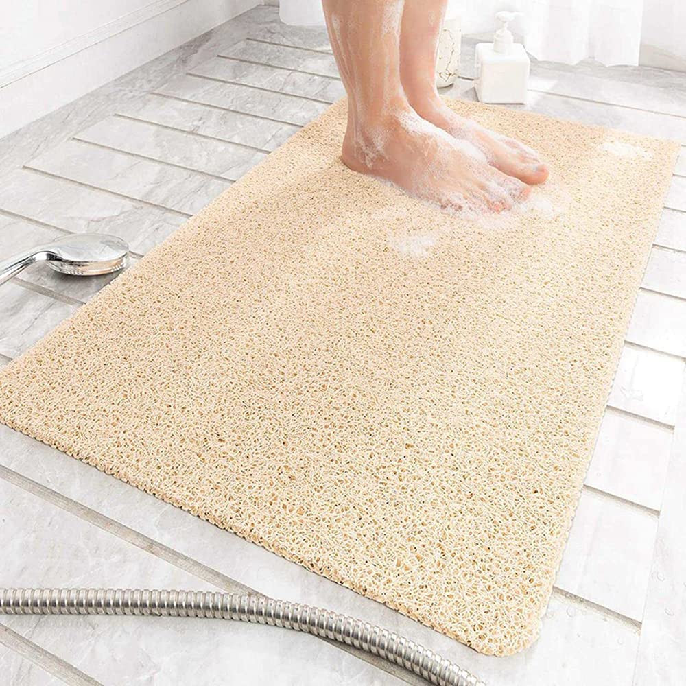 Lurowo Loofah Shower Mat, Non Slip Bath Mats with Drain for inside Shower, Soft Comfort Massage PVC Bath Rugs Quick Drying for Bathroom, 40*80cm