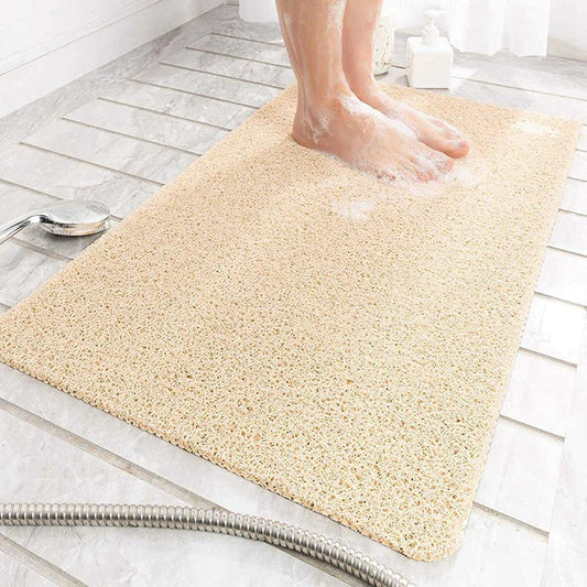 Lurowo Loofah Shower Mat, Non Slip Bath Mats with Drain for inside Shower, Soft Comfort Massage PVC Bath Rugs Quick Drying for Bathroom, 40*80cm