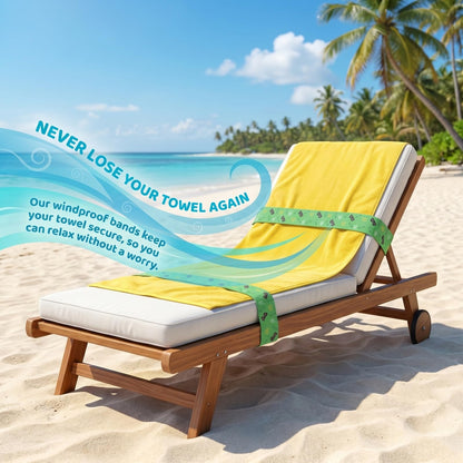 Merzio 5Pcs Beach Towel Bands for Sun Loungers, Elastic Windproof Sunbed Towel Clips, Cruise Essentials Accessories for Pool Chairs