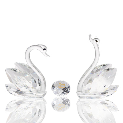 2 Pcs Clear Crystal Swans Collectible Figurine 35th Wedding Anniversary Romantic Gifts for Wife Couples, Glass Double Swans 35 Years Marriage Wedding