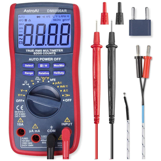 AstroAI Digital Multimeter, TRMS 6000 Counts Multimeters Manual and Auto Ranging; Measures Voltage, Current, Resistance, Continuity, Capacitance,