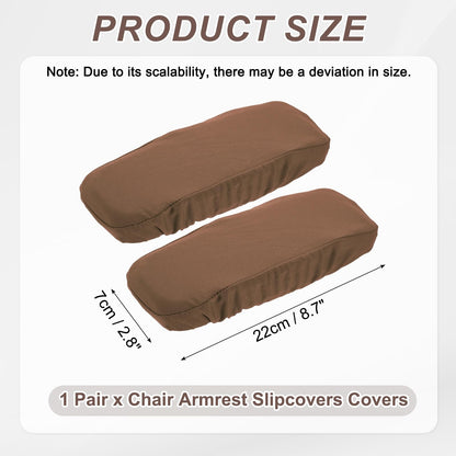 sourcing map Chair Armrest Slipcovers Covers, 22 x 7cm Polyester Removable Seat Hand Rest Protector for Office Chairs Desk Chair(Brown)