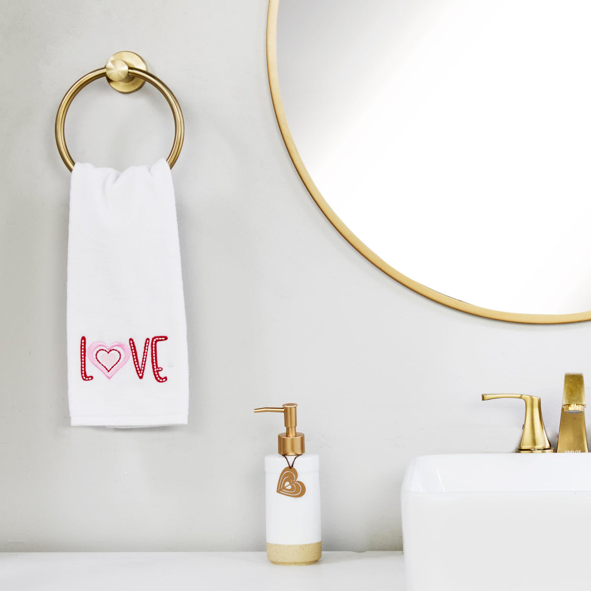 SKL Home by Saturday Knight Ltd. Valentine's Day Love Hand Towel Set, White 2 Pack