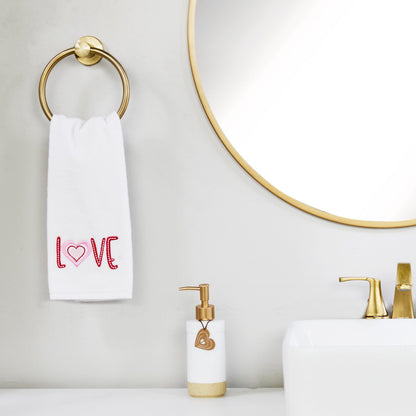 SKL Home by Saturday Knight Ltd. Valentine's Day Love Hand Towel Set, White 2 Pack