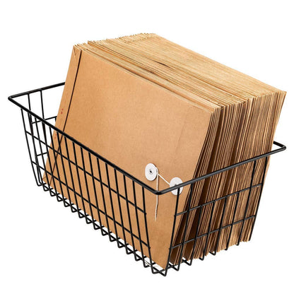 SANNO Wire Organizer Storage Bins Basket Black Farmhouse Large Organizer Bins for Fridge Storage Freezer, Office, Bathroom